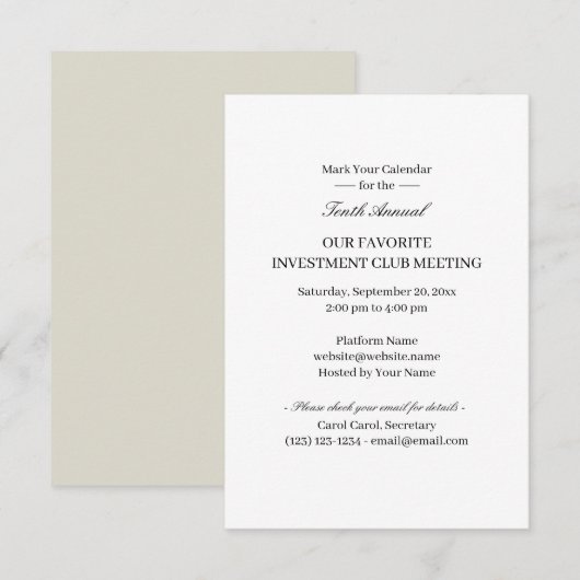 Réunion virtuelle pour les invitations de clubs sp (Devant / Derrière)