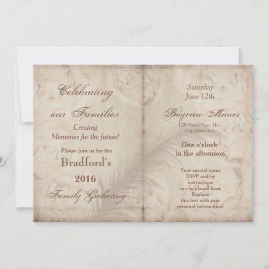Réunions familiales - Invitations - FLORAL VINTAGE (Devant)