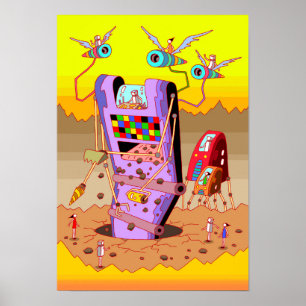 Reusachtige bouwmachine. poster