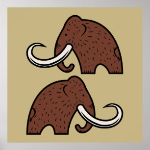 Reusachtige Dieren: Cartoon van Uitgestorven Mammo Poster