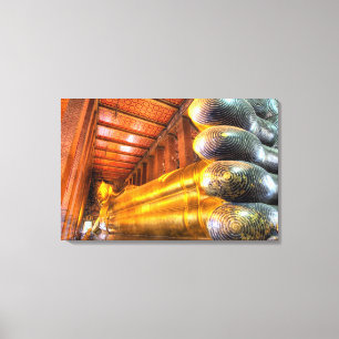 Reusachtige liggende Boeddha in de tempel, Wat Pho Canvas Afdruk