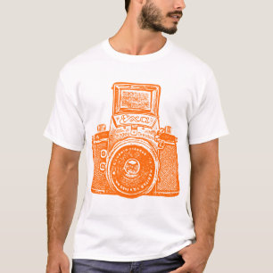 Reusachtige Oost-Duitse Camera - Oranje T-shirt