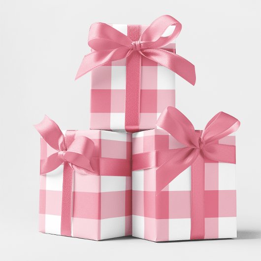 Reusachtige roze Gingham ruit Cadeaupapier