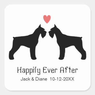 Reusachtige Schnauzer Silhouetten met aangepaste t Vierkante Sticker