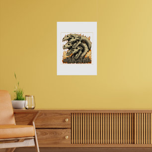 Reusachtige Skeletale Kaiju Monster Stad Poster