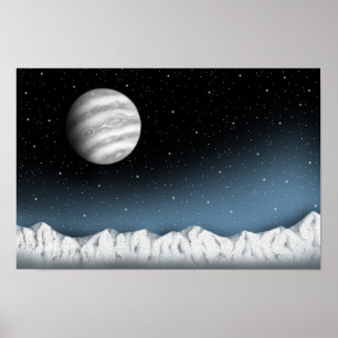Reusachtige ster bekeken vanaf de ijzige horizon. poster