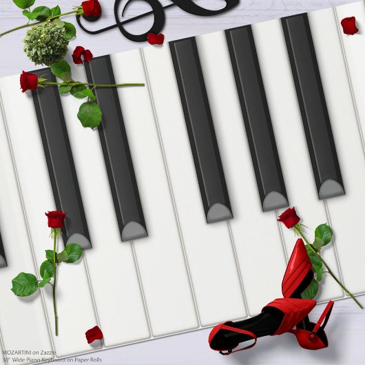 Reusbaar pianotoetsenbord papierrol (witte achterg cadeaupapier