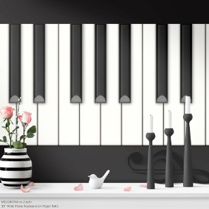 Reusbare pianotoetsen papierrol (zwarte achtergron cadeaupapier