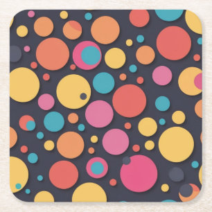 Reuze kleurrijke stippen vierkante kartonnen onderzetter