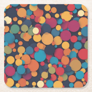 Reuze kleurrijke stippen vierkante kartonnen onderzetter