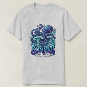 Reuzen Blauwe Octopus / zomerkleding vakantie T-shirt