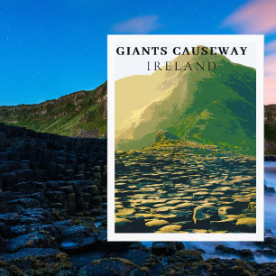 Reuzen Causeway, Antrim Ierland Retro Stijl Briefkaart