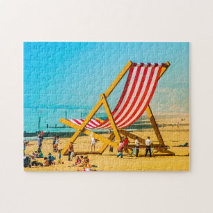 Reuzen dekstoel op het strand van Bournemouth. Legpuzzel
