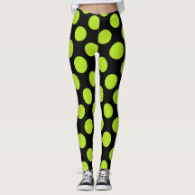 Reuzen limoengroene polkadots op zwarte leggings