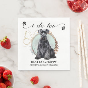 Reuzen Schnauzer Trouwservet met foto van hond Servet