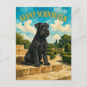 Reuzen Schnauzer, Vintage watercolor honden kunst Briefkaart