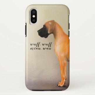 Reuzenbruine Deense hond met tekst iPhone X Hoesje