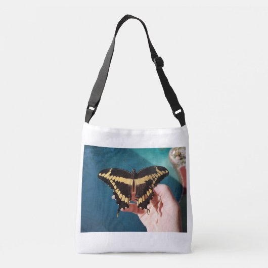 Reuzengele zwaluwstaartvlinder crossbody tas (Achterkant)