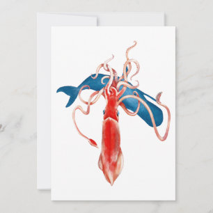 Reuzeninktvis vs. walvis feestdagenkaart