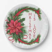 Reuzenkerstbrief C sprankelend wit rood groen Papieren Bordje (Voorkant)