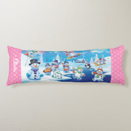 Reuzenkerstkussen winter wonderland sneeuwpoppen lichaamskussen