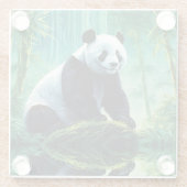 Reuzenpanda in Bamboebos Glazen Onderzetter (Achterkant)