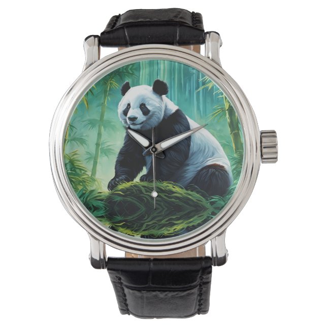 Reuzenpanda in Bamboebos Horloge (Voorkant)