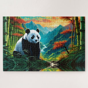 Reuzenpanda in Bamboebos op Berg Legpuzzel