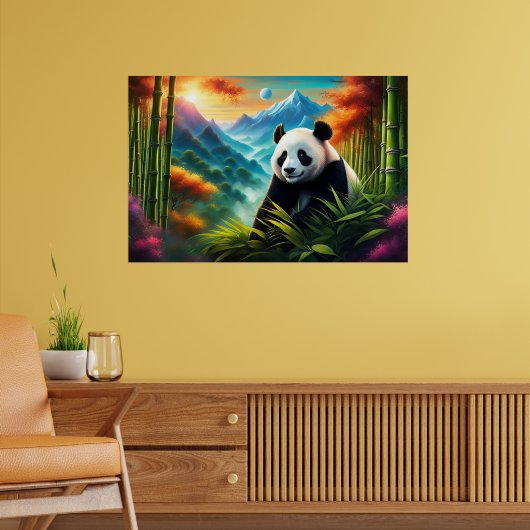 Reuzenpanda in Bamboebos op Berg Poster (Woonkamer 2)