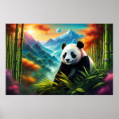 Reuzenpanda in Bamboebos op Berg Poster (Voorkant)