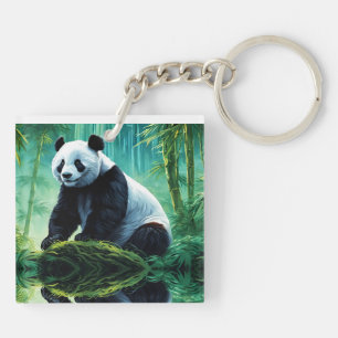 Reuzenpanda in Bamboebos Sleutelhanger