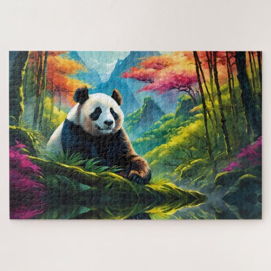 Reuzenpanda in kleurrijk Bamboebos op Berg Legpuzzel (Horizontaal)