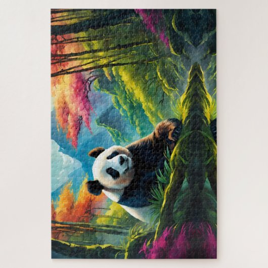 Reuzenpanda in kleurrijk Bamboebos op Berg Legpuzzel (Verticaal)