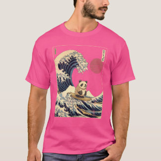 Reuzenpanda Kanagawa Japanse Surfinggolf grappig T-shirt