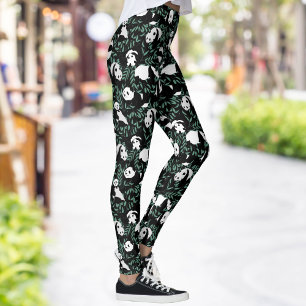 Reuzenpanda's Groen Bamboe Zwart Patroon Leggings