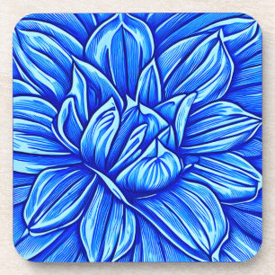 Reuzenpioen Bloem Patroon in Indigo Blue Bier Onderzetter