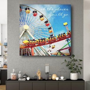 Reuzenrad Roller Coaster Plaatsen Gaan Citaat Scri Canvas Afdruk