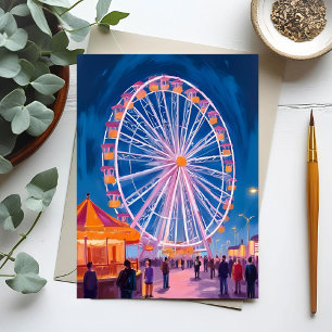Reuzenrad   Watercolor Kermis op de Boulevards Briefkaart