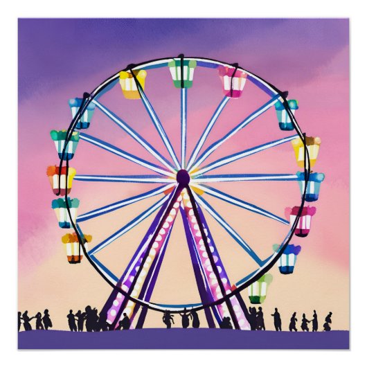 reuzenrad zonsondergang | Mooie Waterverf Perfect Poster (Voorkant)