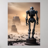 Reuzenrobotbeeld in Isolated Wasteland AI Poster (Voorkant)