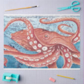 Reuzenrode Stille Oceaan Octopus Kaart Kunst Tissuepapier (Craft)