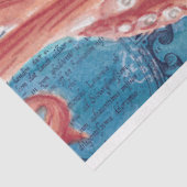 Reuzenrode Stille Oceaan Octopus Kaart Kunst Tissuepapier (Detail)
