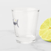 Reuzentijgerhaai en schattige gele vis shot glas (Rechts)