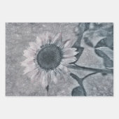 reuzenzonnebloem, zwart en wit inpakpapier vel (Voorkant)