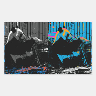 Reuzepanda Meerdere Panelen Modern Kunst Design Rechthoekige Sticker