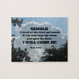 Rev. 3:20 Behold ik sta bij de deur en klop... Legpuzzel