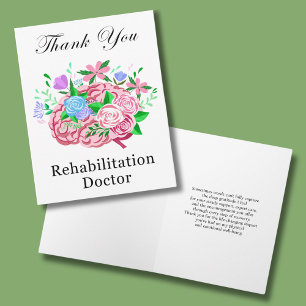 Revalidatiearts Dank U Brein Met Bloemen Kaart