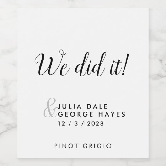 Revallyna Script Eenvoudig WE DOEN bruiloft recept Wijn Etiket (Enkel label)