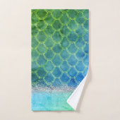 Rêve Blue Green Mermaid Glittery Bling (Serviette à main)