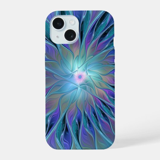 Rêve de fleur abstraite fractale bleu violet (Verso)
